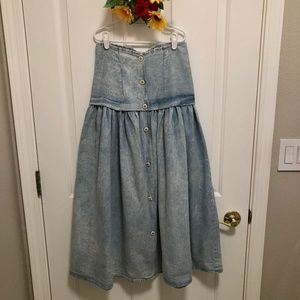 Acid Washed Denim Yoke Front Skirt